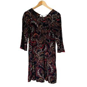 Banana Republic Paisley Print Three Quarter Sleeve Dress Size 4